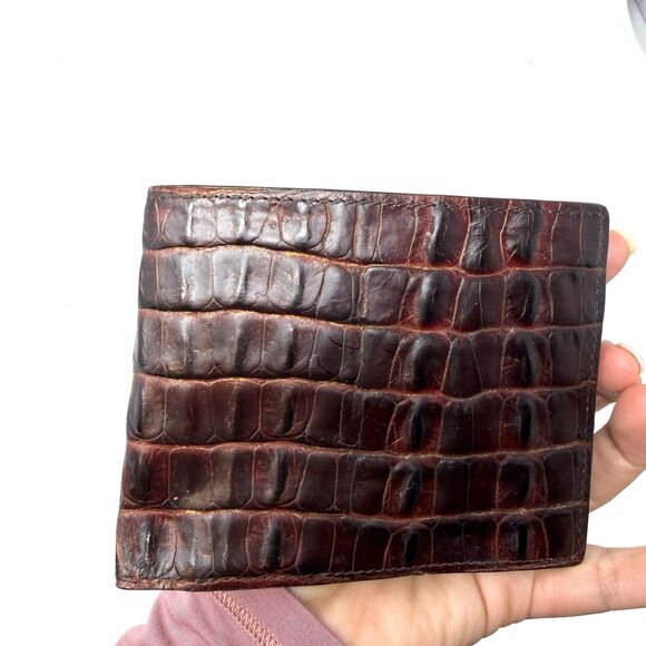 Missoni Italia Brown Crocodile Embossed Leather Wallet Bifold Men’s VTG - Picture 8 of 9